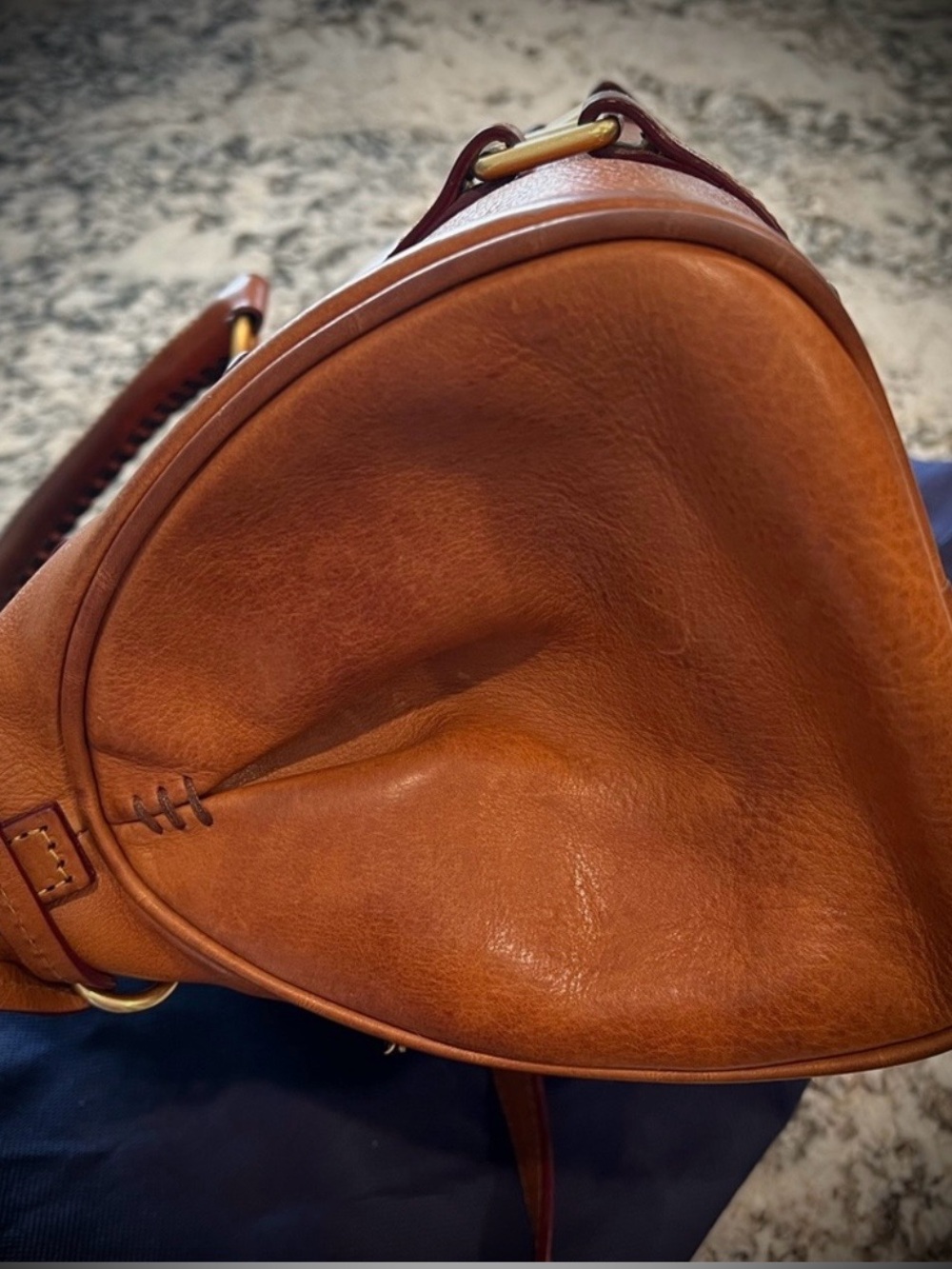 Dooney & Bourke Cognac Leather Satchel with Gold Hardware - Picture 7 of 13